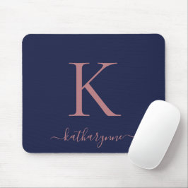 Modern Navy Blue Ro Guld Monogram Musmatta