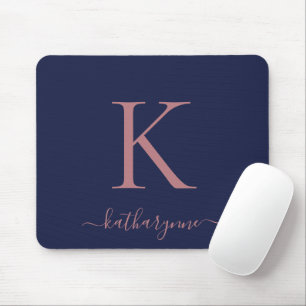 Modern Navy Blue Ro Guld Monogram Musmatta