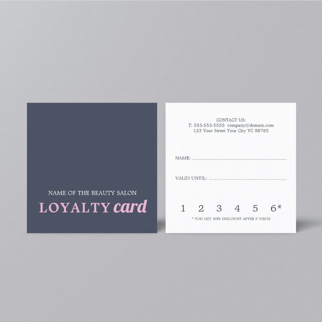 Modern Navy Blue Rosa Beauty Loyalty Card Lojalitetskort (Skapare uppladdad)