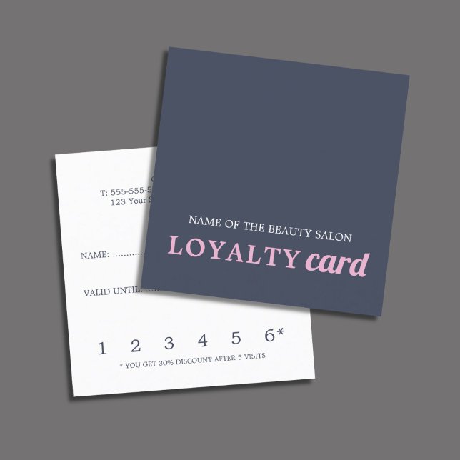 Modern Navy Blue Rosa Beauty Loyalty Card Lojalitetskort (Skapare uppladdad)