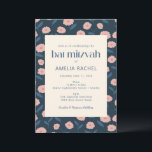 Modern Navy Blue Rosa Boho Blommigt Bat mitzvah Inbjudningar<br><div class="desc">Bat mitzvah inbjudan till Modern Navy Blue Rosa Boho-Blommigten</div>