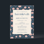 Modern Navy Blue Rosa Boho Blommigt Bat mitzvah OS Inbjudningar<br><div class="desc">Bat mitzvah inbjudan till Modern Navy Blue Rosa Boho-Blommigten med OSA ingår</div>