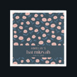 Modern Navy Blue Rosa Boho Blommigt Bat mitzvah Pappersservett<br><div class="desc">Modern Navy Blue Rosa Boho Blommigt Bat mitzvah Napkins</div>