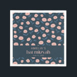 Modern Navy Blue Rosa Boho Blommigt Bat mitzvah Pappersservett<br><div class="desc">Modern Navy Blue Rosa Boho Blommigt Bat mitzvah Napkins</div>