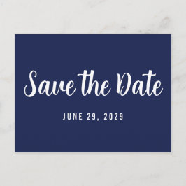 Modern Navy Blue Save The Date Postcard Meddelande Vykort
