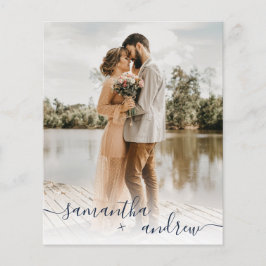 Modern navy blue script 5 foton budget bröllop