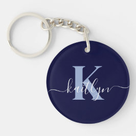 Modern Navy Blue Script Monogram