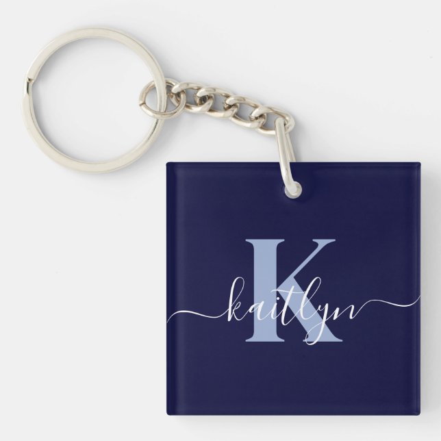 Modern Navy Blue Script Monogram (Framsidan)