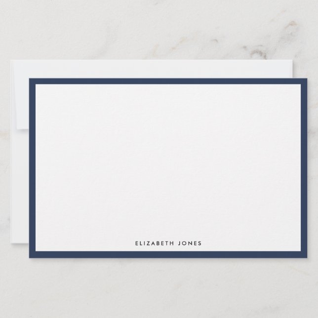 Modern Navy Blue Simple Gräns Budget Note Card (Framsida)