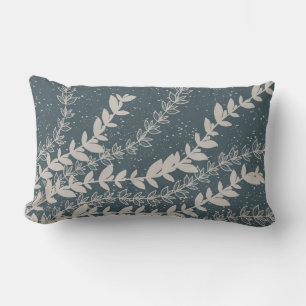 Modern Navy Blue Simple Lövs Botanical Lumbarkudde