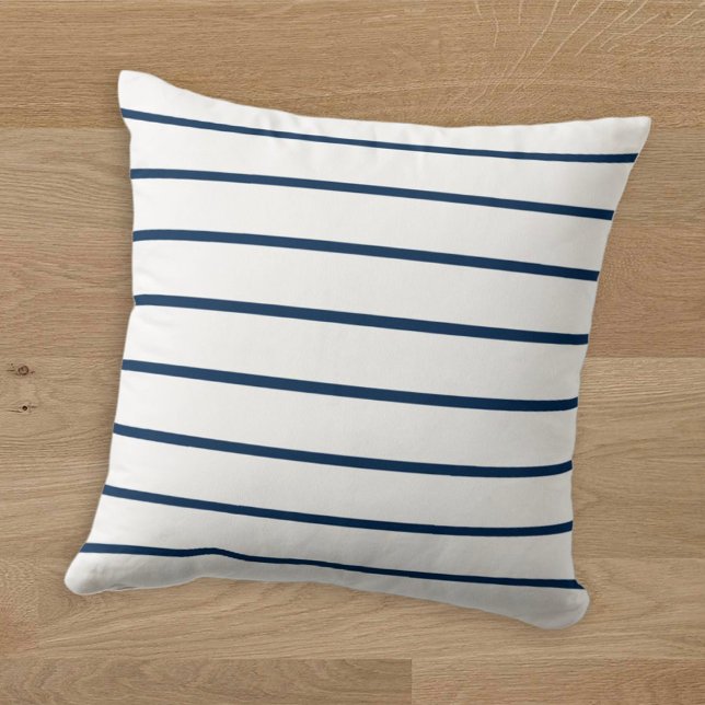 Modern Navy Blue Simple Rand Mönster Kudde (Skapare uppladdad)