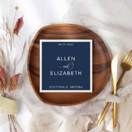 Modern Navy Blue Snyggt Personlig Bröllop Pappersservett