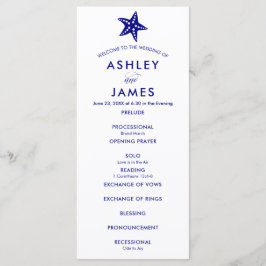 Modern Navy Blue Starfish Bröllop Ceremony Program