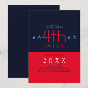 Modern Navy Blue Stars 4:e juli Inbjudningar
