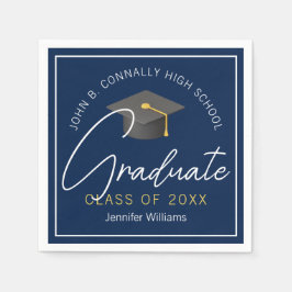 Modern Navy Blue Student Anpassningsbar Studentfes Pappersservett