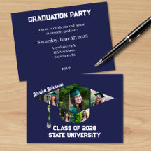 Modern Navy Blue Studenten Photo Collage Party