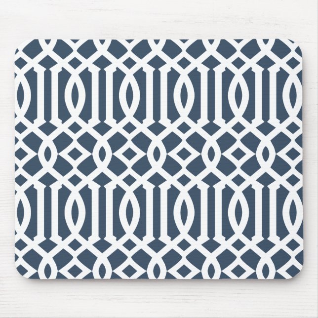 Modern Navy Blue Trellis Mönster Musmatta (Framsidan)
