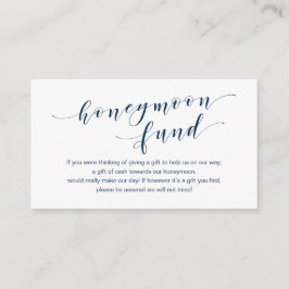 Modern Navy blue typeface, Bröllop Honeymoon Fund Tilläggskort