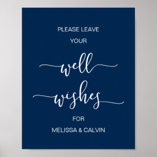 Modern Navy Blue-typografi, bröllöck önskar Poster