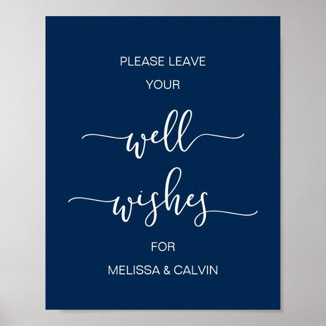 Modern Navy Blue-typografi, bröllöck önskar Poster (Framsidan)