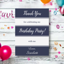 Modern Navy Blue White Rand Elegant Birthday