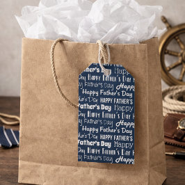 Modern Navy Blue White Typography Father’s Day Presentetikett