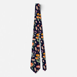 Modern Navy Blue Wildblommor Watercolor Mönster Slips