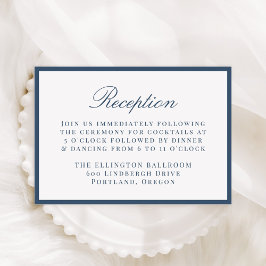 Modern Navy Border Wedding Reception Tilläggskort