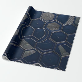 Modern Navy & Carbon Hexagon Tech Geometric Presentpapper