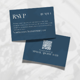 Modern Navy Classic Wedding RSVP with QR Code OSA Kort