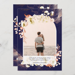 Modern Navy Coral Blommigt PHOTO TACK