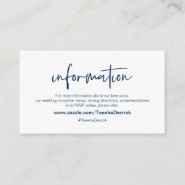 Modern Navy elegant casual font, Bröllopsdetaljer Tilläggskort