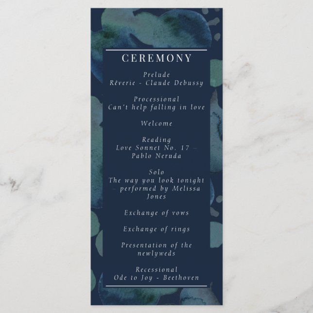 Modern Navy Emerald Abstrakt Watercolor Program (Framsida)