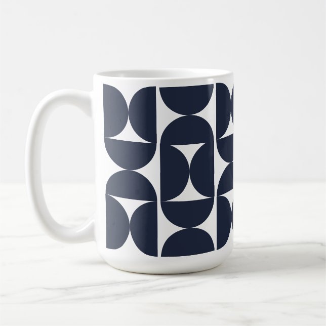 Modern Navy Geometrisk 15oz kaffemugg (Vänster)
