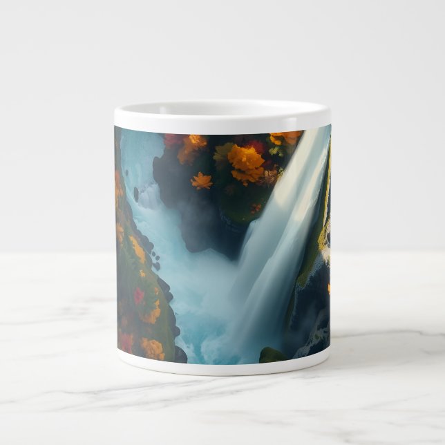 Modern Navy & Guld Abstrakt Bergstopp – Lyx Jumbo Mugg (Framsidan)