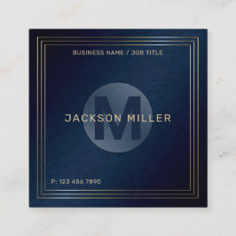 Modern Navy Guld Anpassningsbar Monogram Professio Fyrkantigt Visitkort