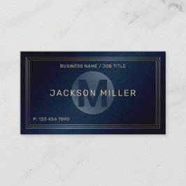 Modern Navy Guld Anpassningsbar Monogram Professio Visitkort