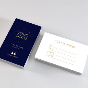Modern Navy & Guld Företag Logotyp Presentkort Visitkort