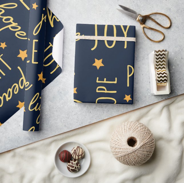 Modern Navy & Guld Julskrift Presentpapper (Hantverk)
