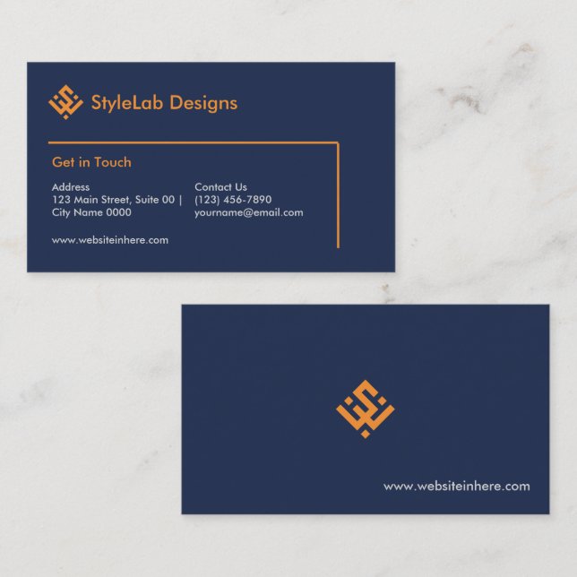 Modern Navy Guld Modern Professionell Fetstil Visitkort (Fram/baksida)