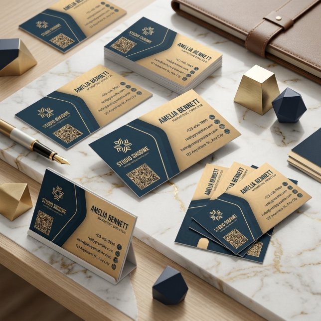 Modern Navy Guld Namn Kort (Skapare uppladdad)