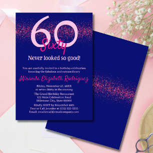Modern Navy Hot Pink Glitter Rouge för Kvinnors Fö Inbjudningar