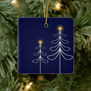 Modern Navy Julgran Graphic Julgransprydnad Keramik