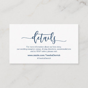Modern Navy minimalism font, The Bröllop Details Tilläggskort