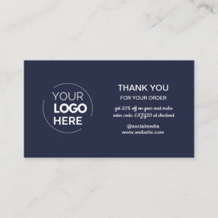 Modern Navy Minimalist Logotyp Order Tack Visitkort