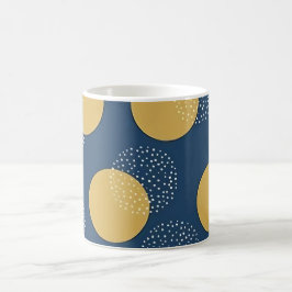 Modern Navy och Guld Polka Prickar Kaffemugg
