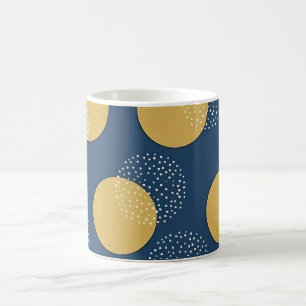 Modern Navy och Guld Polka Prickar Kaffemugg
