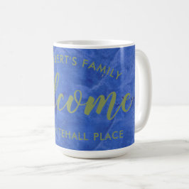 Modern Navy och Sage Personlig Namn Adress Kaffemugg