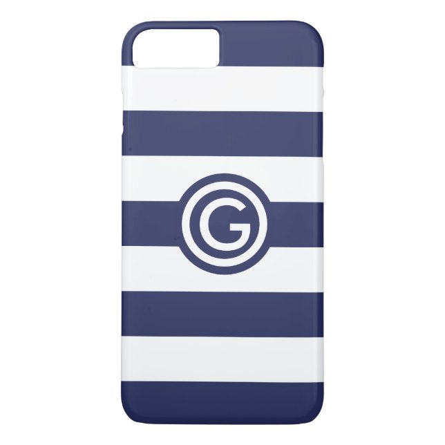 Modern Navy Rand Monogram Clear iphone case Case-Mate iPhone Skal (Baksida)