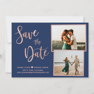 Modern Navy Ro Guld Elegant Typography Photo Spara Datumet
